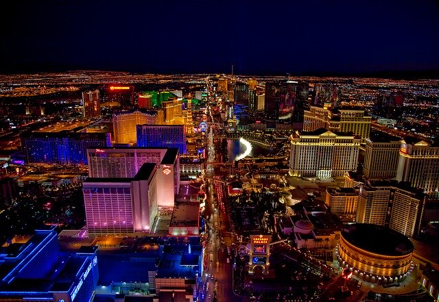 nevadaarrests.org. Las Vegas stripe at night from above. 